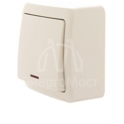 Выключатель 1-кл. 1п ОП Viola 10А IP20 с подсветкой крем. LEZARD 751-0300-111