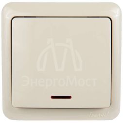 Выключатель 1-кл. 1п ОП Viola 10А IP20 с подсветкой крем. LEZARD 751-0300-111