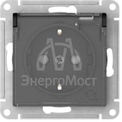 Розетка AtlasDesign Aqua 16А IP44 с заземл. защ. шторки с прозр. крышкой быстрозажим. клем. механизм карбон SE ATN441046S