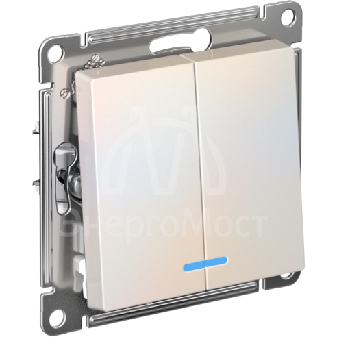 Механизм выключателя 2-кл. СП AtlasDesign 10А IP20 (сх. 5а) 10AX с подсветкой жемчуж. SchE ATN000453