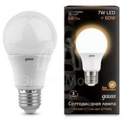 Лампа светодиодная Black A60 7Вт грушевидная 3000К тепл. бел. E27 680лм 150-265В Gauss 102502107