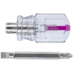 Отвертка комбинированная прозрачная рукоятка двухсторонний стержень 40мм (крестовая PH2 шлицевая SL 6мм) Rexant 12-4743