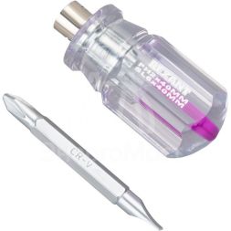 Отвертка комбинированная прозрачная рукоятка двухсторонний стержень 40мм (крестовая PH2 шлицевая SL 6мм) Rexant 12-4743