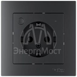 Розетка AtlasDesign Smart 16А L+N с заземл. защ. шторки Zigbee механизм карбон SE ATN001045Z