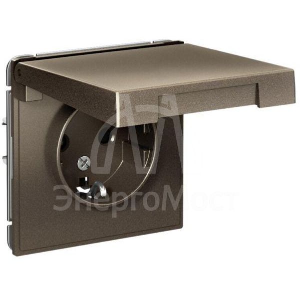 Розетка ArtGallery 16А IP20 с заземл. защ. шторки с крышкой механизм мокко SE GAL000646