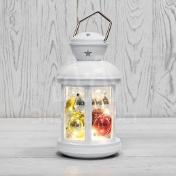 Фонарь декоративный с шариками 12х12х20.6см белый корпус тепл. бел. цвет свечения Neon-Night 513-062