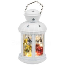 Фонарь декоративный с шариками 12х12х20.6см белый корпус тепл. бел. цвет свечения Neon-Night 513-062