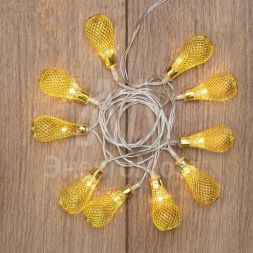 Гирлянда светодиодная &amp;quot;Восточные фонарики&amp;quot; 10LED желт. 1.5м питание 2хАА провод прозр. Neon-Night 303-071