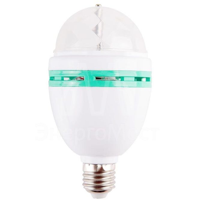 Лампа светодиодная &amp;quot;Диско&amp;quot; 3LED RGB 6Вт E27 220В 80х80х195мм NEON-NIGHT 601-253