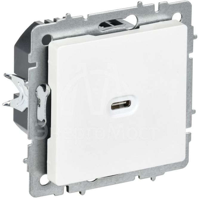 Розетка СП BRITE РЮ12-1-БрАБ USB C 65Вт высокоскор. заряд. арктич. бел. IEK BR-U13-065-K91