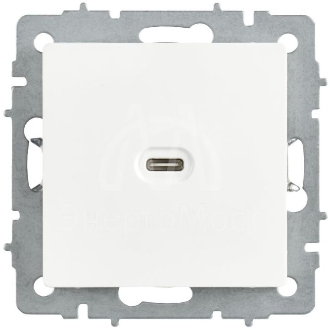 Розетка СП BRITE РЮ12-1-БрАБ USB C 65Вт высокоскор. заряд. арктич. бел. IEK BR-U13-065-K91