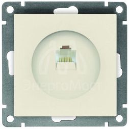 Розетка компьютерная 1-м СП Афина RJ45 кат.5E механизм сл. кость (ivory) Universal A0051-I
