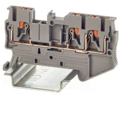 Клемма проходная зажим push-in 3 точки подключения 2.5кв.мм сер. DKC VPR-2.5-TWIN-GY