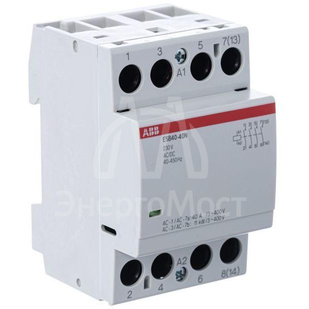 Контактор ESB40-40N-06 модульный (40А АС-1 4НО) катушка 230В AC/DC ABB 1SAE341111R0640