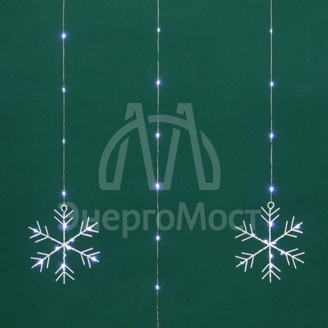 Гирлянда светодиодный занавес из росы с фигурами снежинок IP20 USB + пульт управления бел. Neon-Night 315-845