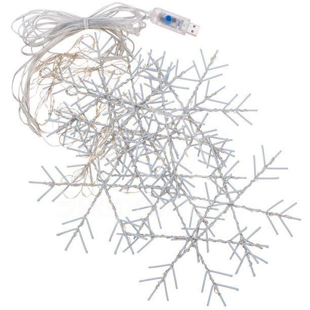 Гирлянда светодиодный занавес из росы с фигурами снежинок IP20 USB + пульт управления бел. Neon-Night 315-845