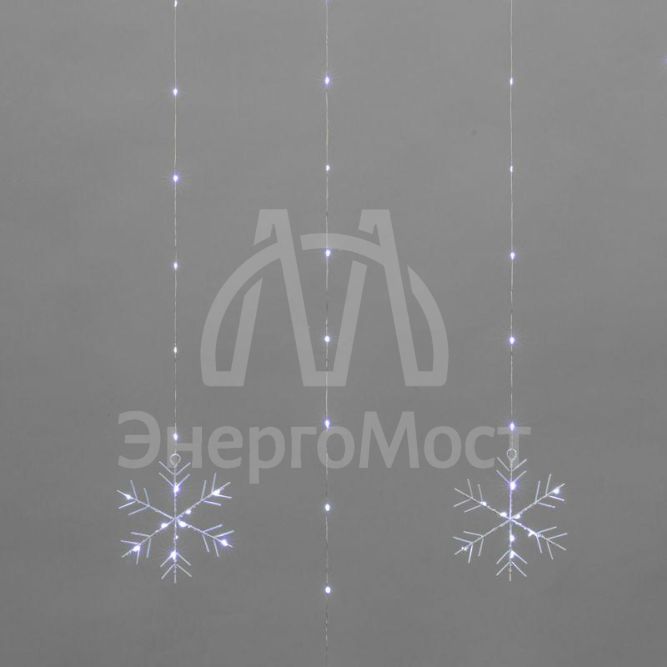 Гирлянда светодиодный занавес из росы с фигурами снежинок IP20 USB + пульт управления бел. Neon-Night 315-845