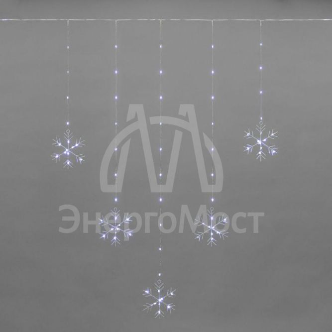 Гирлянда светодиодный занавес из росы с фигурами снежинок IP20 USB + пульт управления бел. Neon-Night 315-845