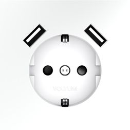 Розетка 1-м СП S70 16А с USB A+A с заземл. защ. шторки механизм бел. матов. Voltum VLS040402