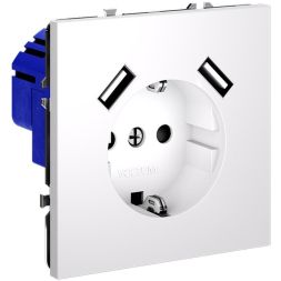 Розетка 1-м СП S70 16А с USB A+A с заземл. защ. шторки механизм бел. матов. Voltum VLS040402