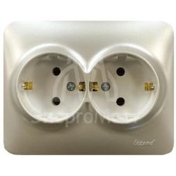 Розетка 2-м Karina Life с заземл. ПБТ жемчуж./бел. перламутр LEZARD 708-3000-127B