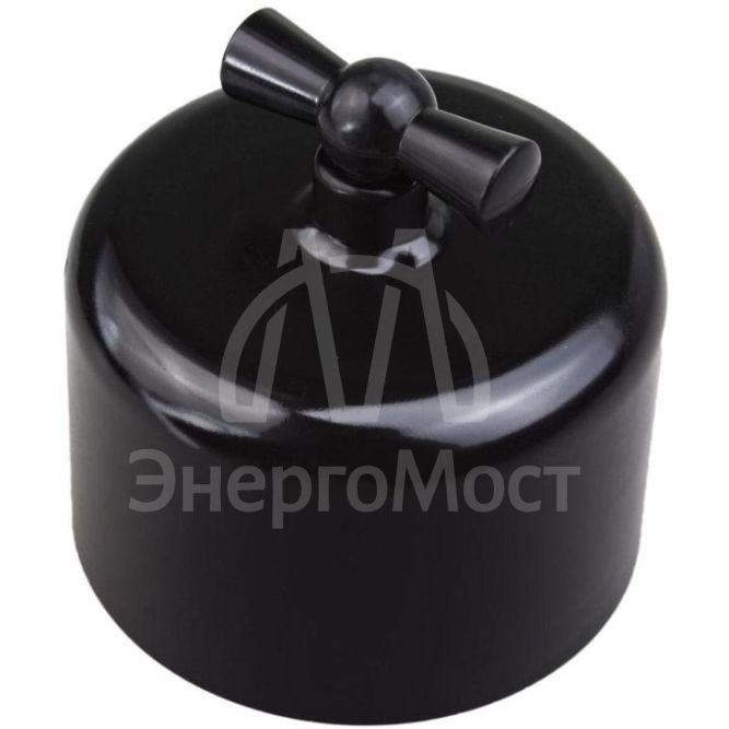 Выключатель 2-кл. R пластик черн. Bironi R1-212-23