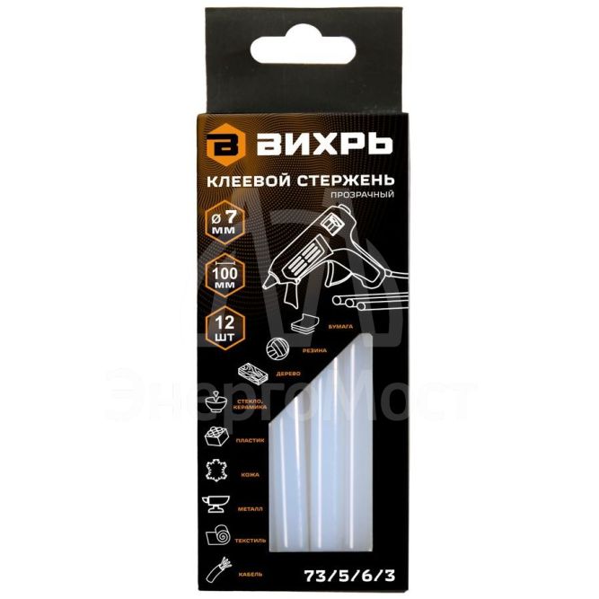 Клеевой стержень Вихрь 7x100 мм, 12 шт