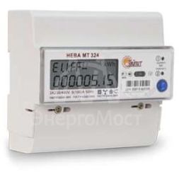 Счетчик НЕВА МТ 324 1.0 AR E4S (E4BS26) 3ф 5-60А 230В ЖКИ многотариф.; RS485 DIN-рейка Моск. вр. Тайпит 6109137