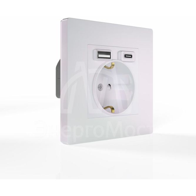 Розетка 1-м СП Pixel IP20 с заземл. с 2-мя заряд. устр. USB тип A+C механизм перламутр. TOKOV ELECTRIC TKE-PX-R1U2AC-C04