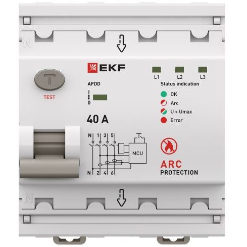 Устройство защиты от дугового пробоя (УЗДП) 3P+N 40А PROxima EKF afdd-4-40-pro