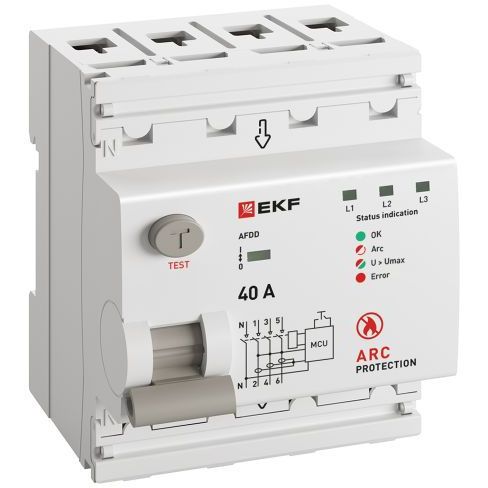 Устройство защиты от дугового пробоя (УЗДП) 3P+N 40А PROxima EKF afdd-4-40-pro