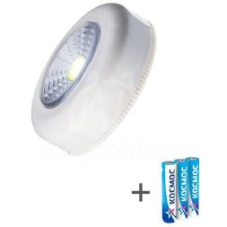 Фонарь-подсветка 1Вт COB LED 3xAAA (R03) корпус ABS-пластик бел. самокл. поверхность в комплекте двустор. скотч КОСМОС KOC305B