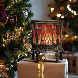 Камин светодиодный &amp;quot;Винтаж мини&amp;quot; с эффектом живого огня 24.8х12.7х30см бронз. батарейки 3хС (не в комплекте) с USB Neon-Night 511-023