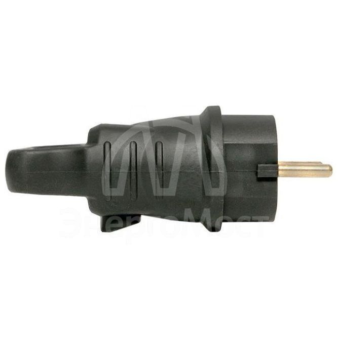 Вилка угловая с кольцом 230В 2P+PE 16А IP44 каучук Basic EKF RPS-017-16-230-44