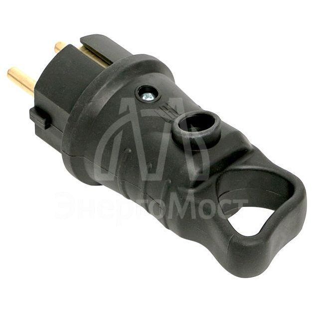 Вилка угловая с кольцом 230В 2P+PE 16А IP44 каучук Basic EKF RPS-017-16-230-44