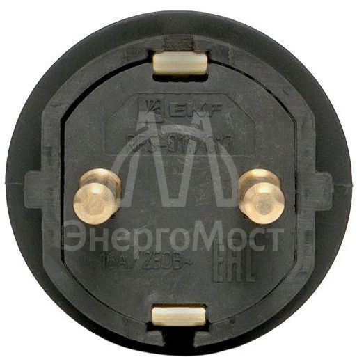Вилка угловая с кольцом 230В 2P+PE 16А IP44 каучук Basic EKF RPS-017-16-230-44