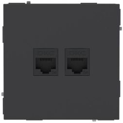 Розетка компьютерная 2-м KANT RJ45 кат.5E без шторки черн. уголь DKC 7012664