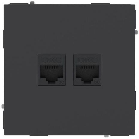 Розетка компьютерная 2-м KANT RJ45 кат.5E без шторки черн. уголь DKC 7012664