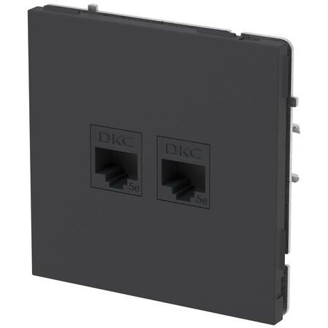 Розетка компьютерная 2-м KANT RJ45 кат.5E без шторки черн. уголь DKC 7012664