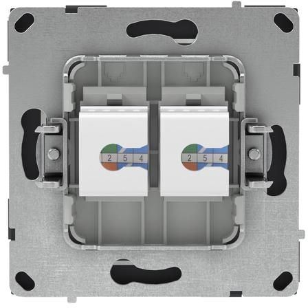 Розетка компьютерная 2-м KANT RJ45 кат.5E без шторки черн. уголь DKC 7012664