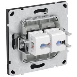 Розетка компьютерная 2-м KANT RJ45 кат.5E без шторки черн. уголь DKC 7012664