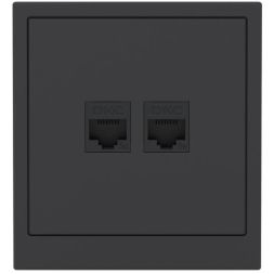 Розетка компьютерная 2-м KANT RJ45 кат.5E без шторки черн. уголь DKC 7012664