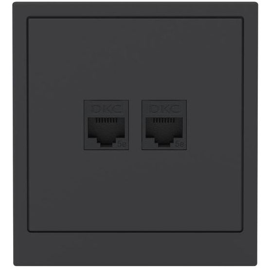 Розетка компьютерная 2-м KANT RJ45 кат.5E без шторки черн. уголь DKC 7012664