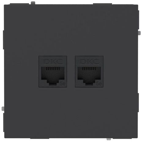 Розетка компьютерная 2-м KANT RJ45 кат.5E без шторки черн. уголь DKC 7012664