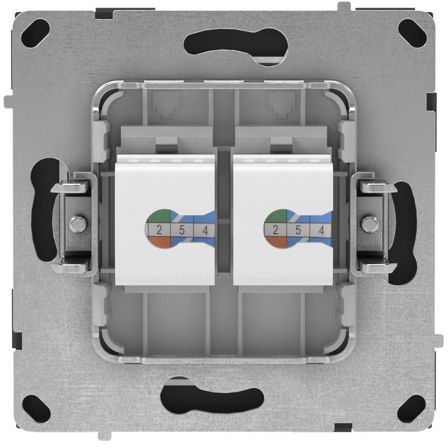 Розетка компьютерная 2-м KANT RJ45 кат.5E без шторки черн. уголь DKC 7012664