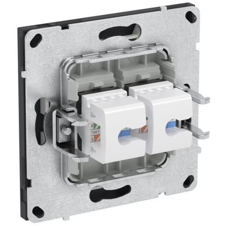 Розетка компьютерная 2-м KANT RJ45 кат.5E без шторки черн. уголь DKC 7012664