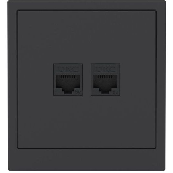 Розетка компьютерная 2-м KANT RJ45 кат.5E без шторки черн. уголь DKC 7012664