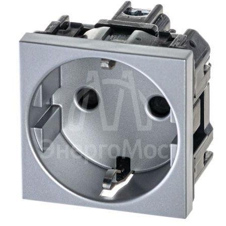 Механизм розетки Zenit 16А 250В защ. шторки с заземл. серебристый ABB 2CLA228800N1301