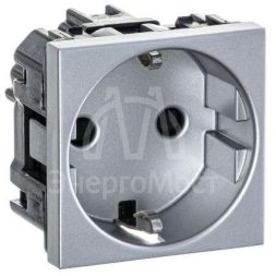 Механизм розетки Zenit 16А 250В защ. шторки с заземл. серебристый ABB 2CLA228800N1301