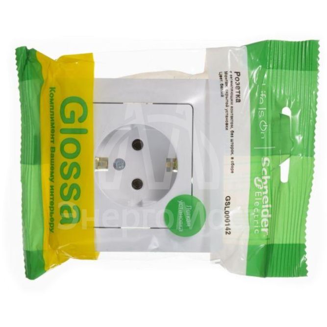 Розетка 1-м СП Glossa 16А с заземл. в сборе бел. SchE GSL000142